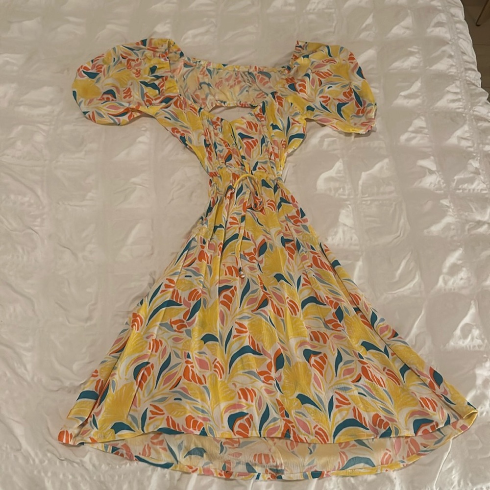 backless floral flowy dress